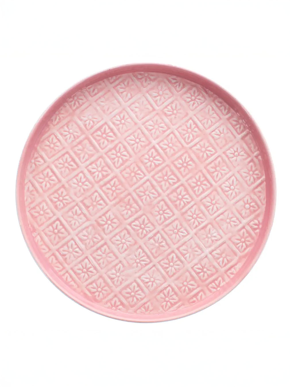 Rund emaljbricka (30 cm) - Rosa sorbet