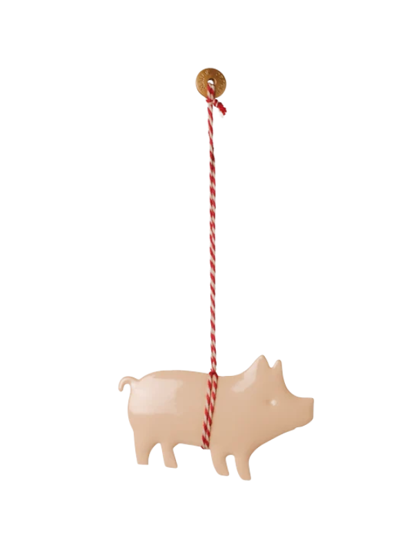 Metallprydnad - Pig i rosa (natur)
