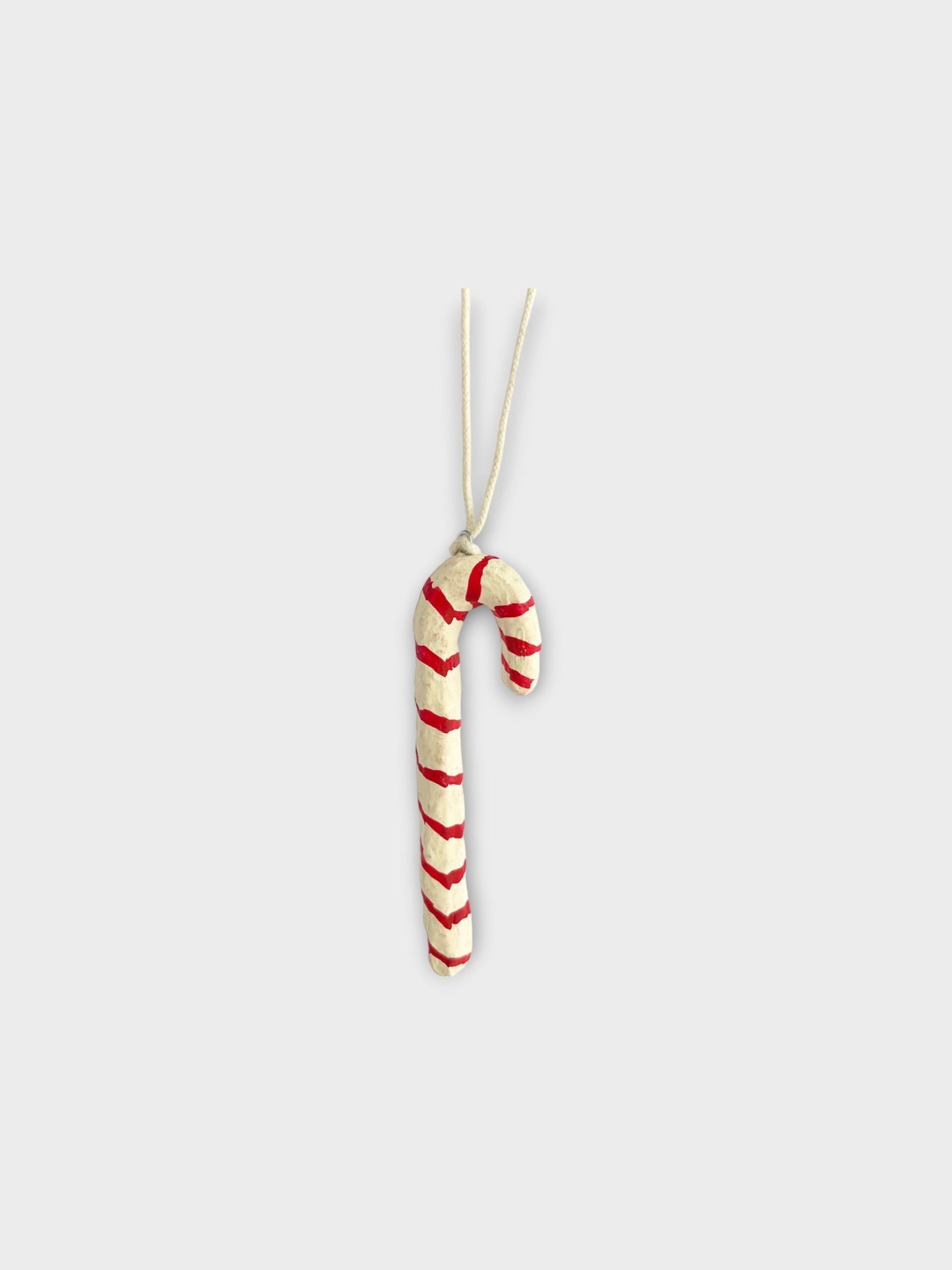 Candy cane i bomullsmaché – röda ränder - Bild 2