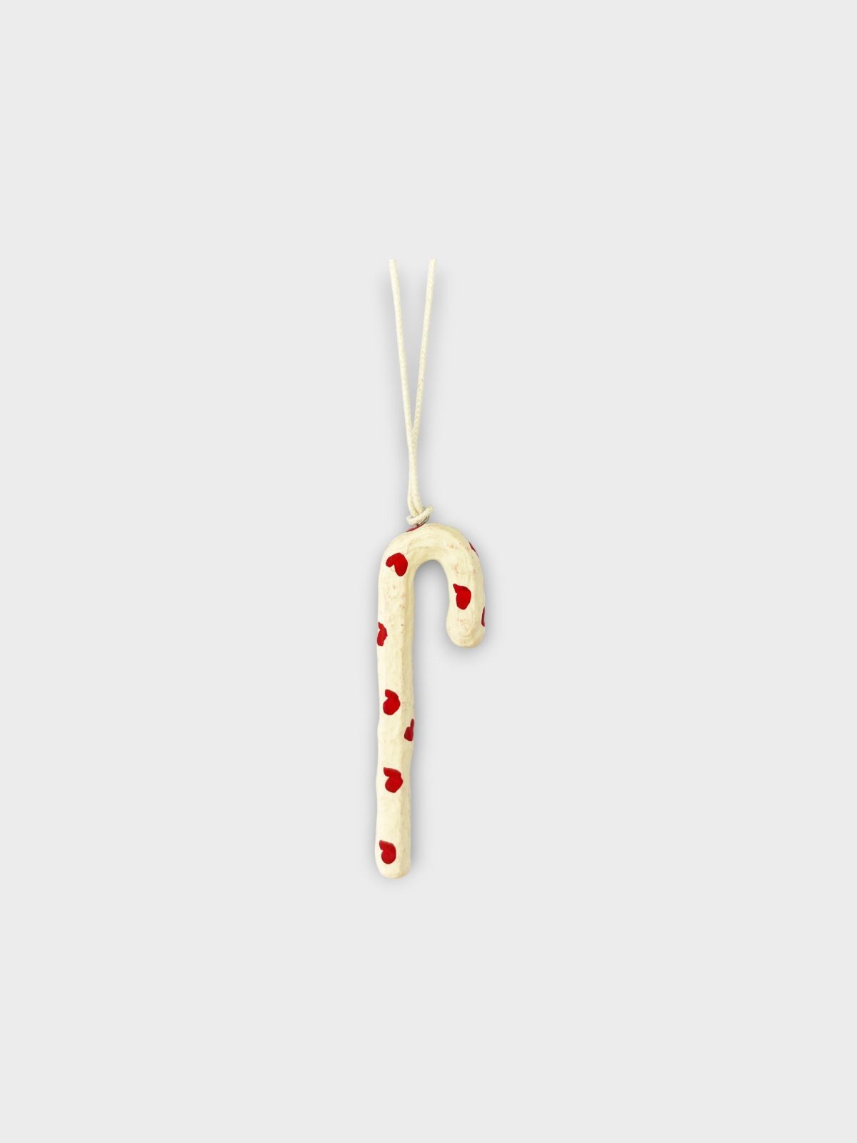 Alternativ syn på Candy Cane i bomullsmaché – röda hjärtan