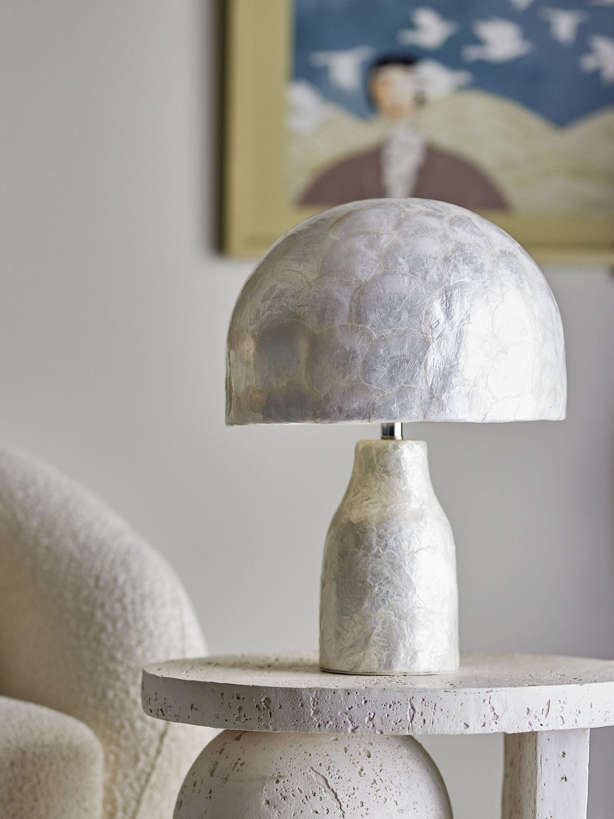 Bordslampa & quot; Adria" i capiz skal - Vit