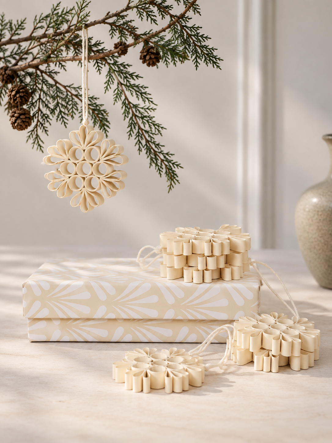 Alternativ bild av pappershängen - "Quilted snow"(6 stycken)