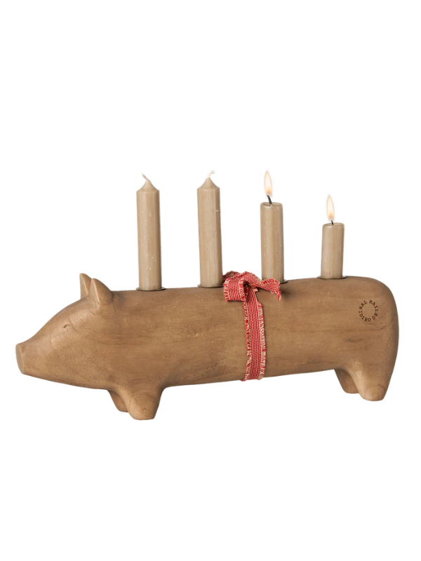 Adventsljusstake - Stor gris i naturen (kronljus)